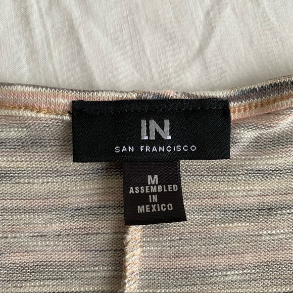 I.N. San Francisco Neutral Heathered Lace Insert Ruched Knit Sweater Top - Picture 9 of 14